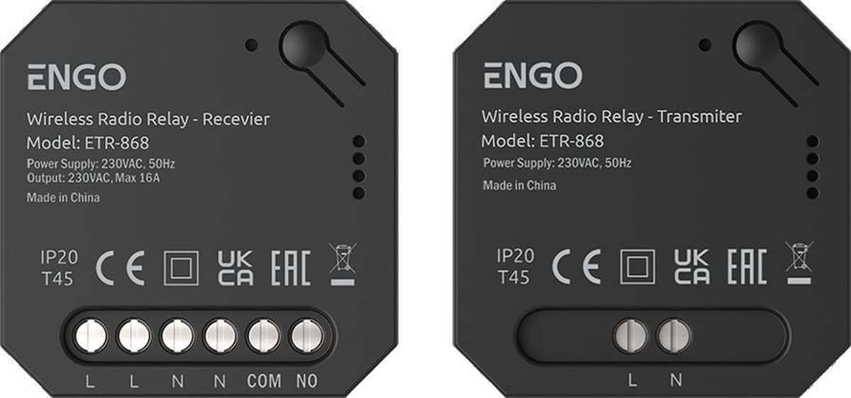 Przekaźnik bezprzewodowy EngoLink - nadajnik+odbiornik radiowy 868MHz, 230V