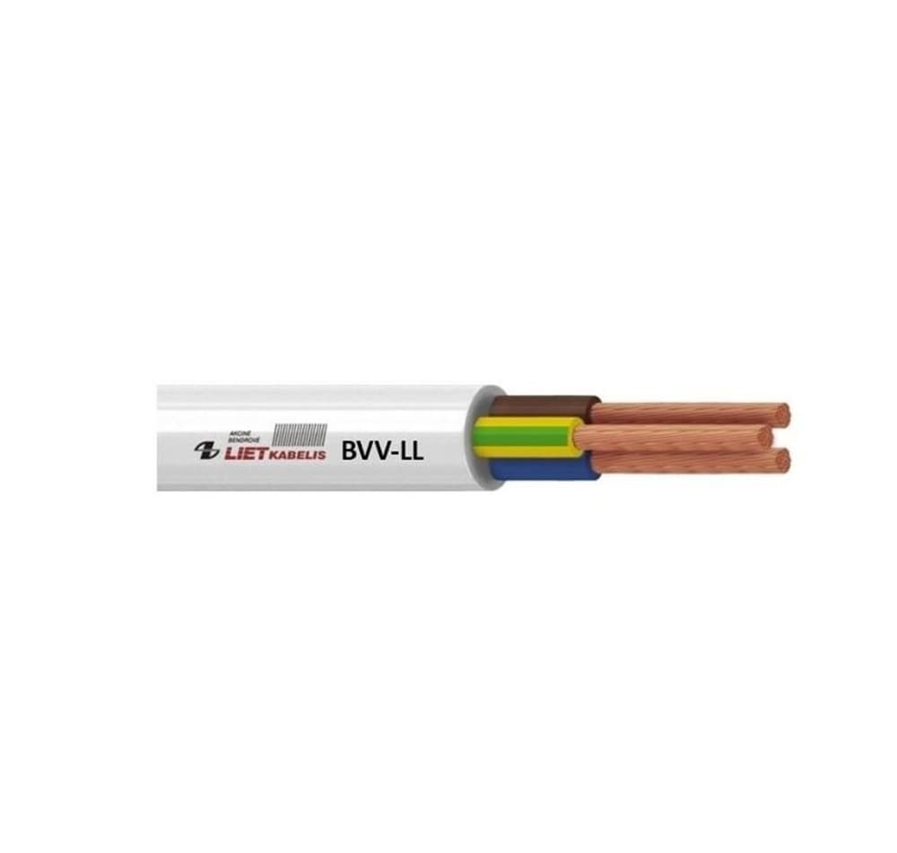 Przewód elektryczny BVV-LL 3x1.5 mm², biały, 50m