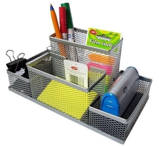 Przybornik biurkowy jumbo srebrny organizer
