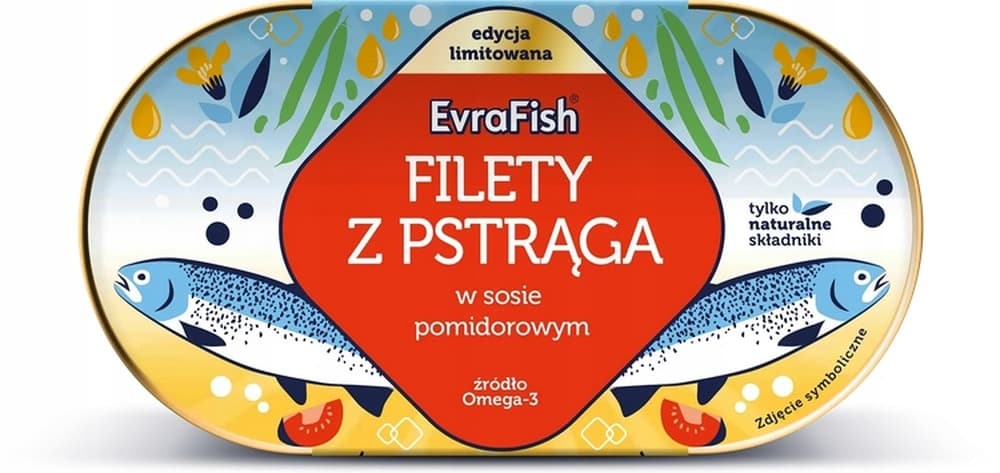 EVRAFISH Pstrąg w sosie pomidorowym z ogórkiem i papryką 170g