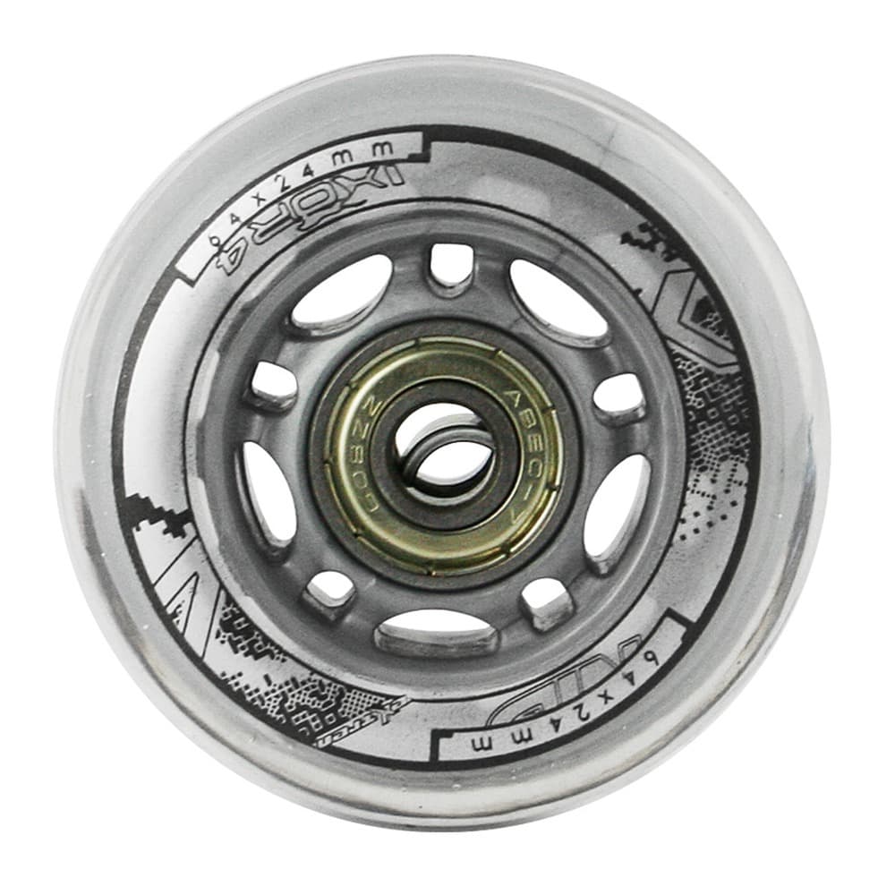 Nils Extreme Zestaw kół PU 64x24 82A 4 szt. + ABEC-7 8 szt. Przezroczyste