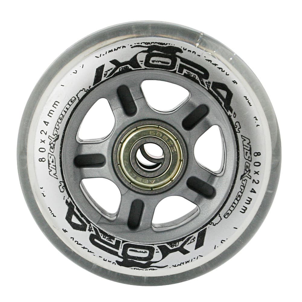 Nils Extreme Zestaw kół PU 80x24 82A 4 szt. + ABEC-7 8 szt. Przezroczyste