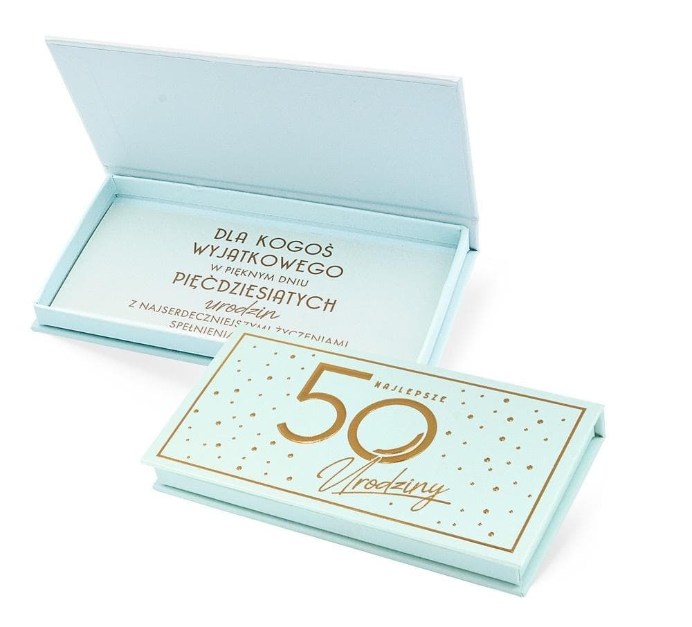 Pudełko ozdobne na banknoty Urodziny 50 Elite Kukartka 16,5 x 8,5 cm