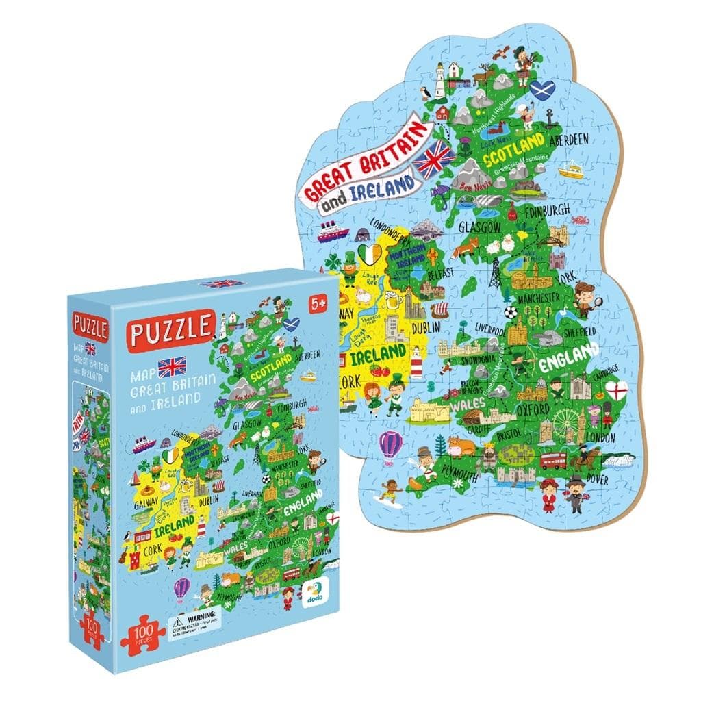 Puzzle Mapa Wielkiej Brytanii i Irlandii 100 elementów dla dzieci
