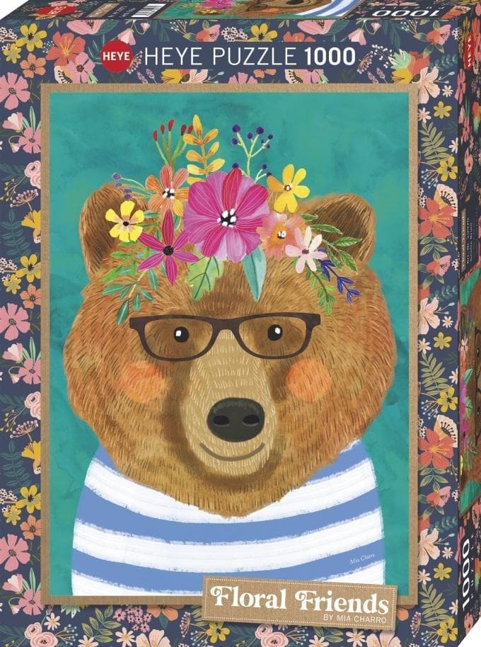 Puzzle 1000 Floral Friends, Miś