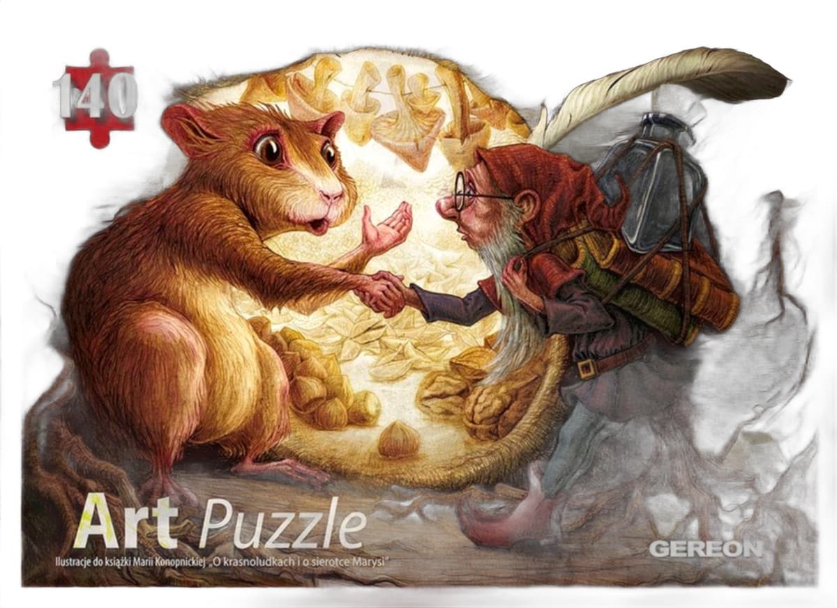 Puzzle 140 elementów - Radosne spotkanie chomików