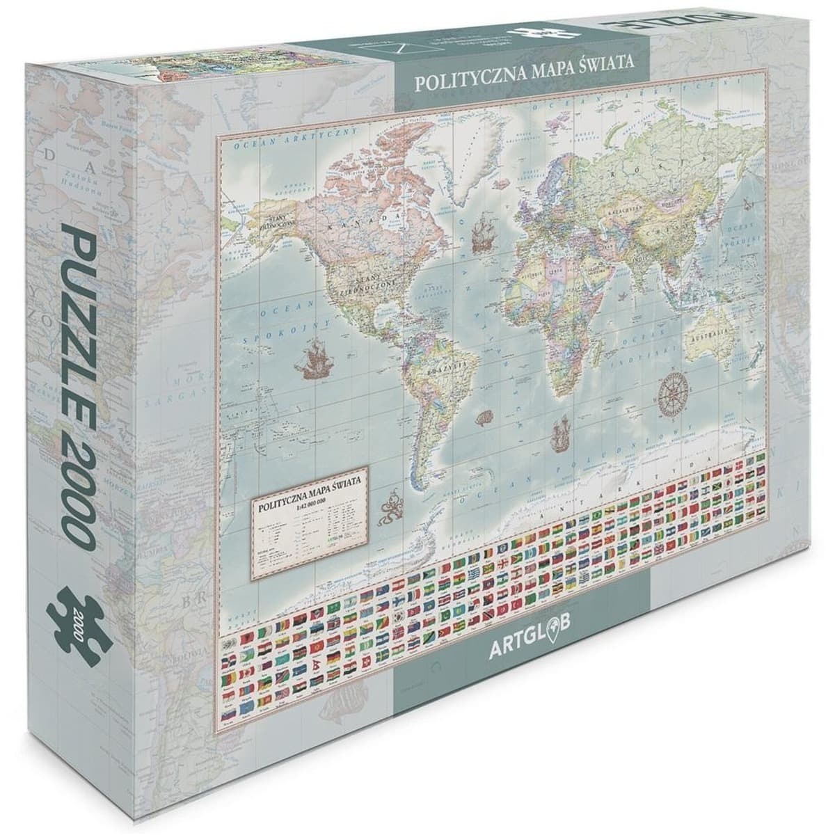 Puzzle 2000 - Stylizowana Mapa Polityczna Świata
