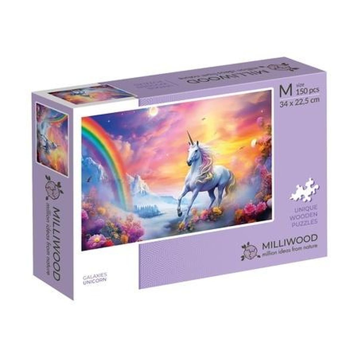 Puzzle drewniane 150 elementów Milliwood Jednorożec