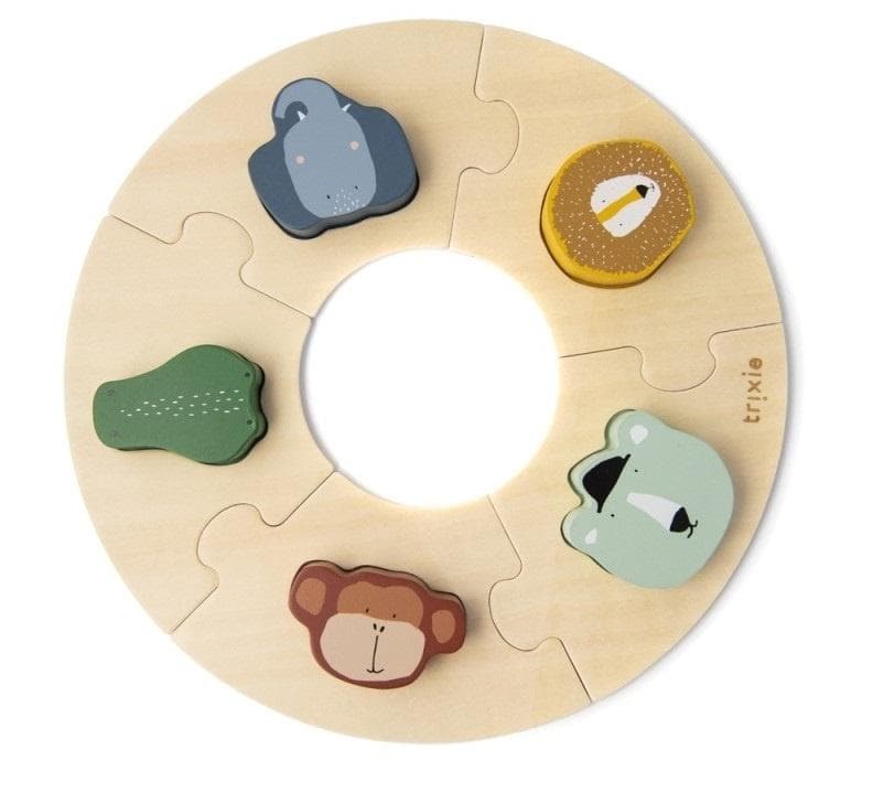 Puzzle Zwierzęta drewniane okrągłe dla dzieci