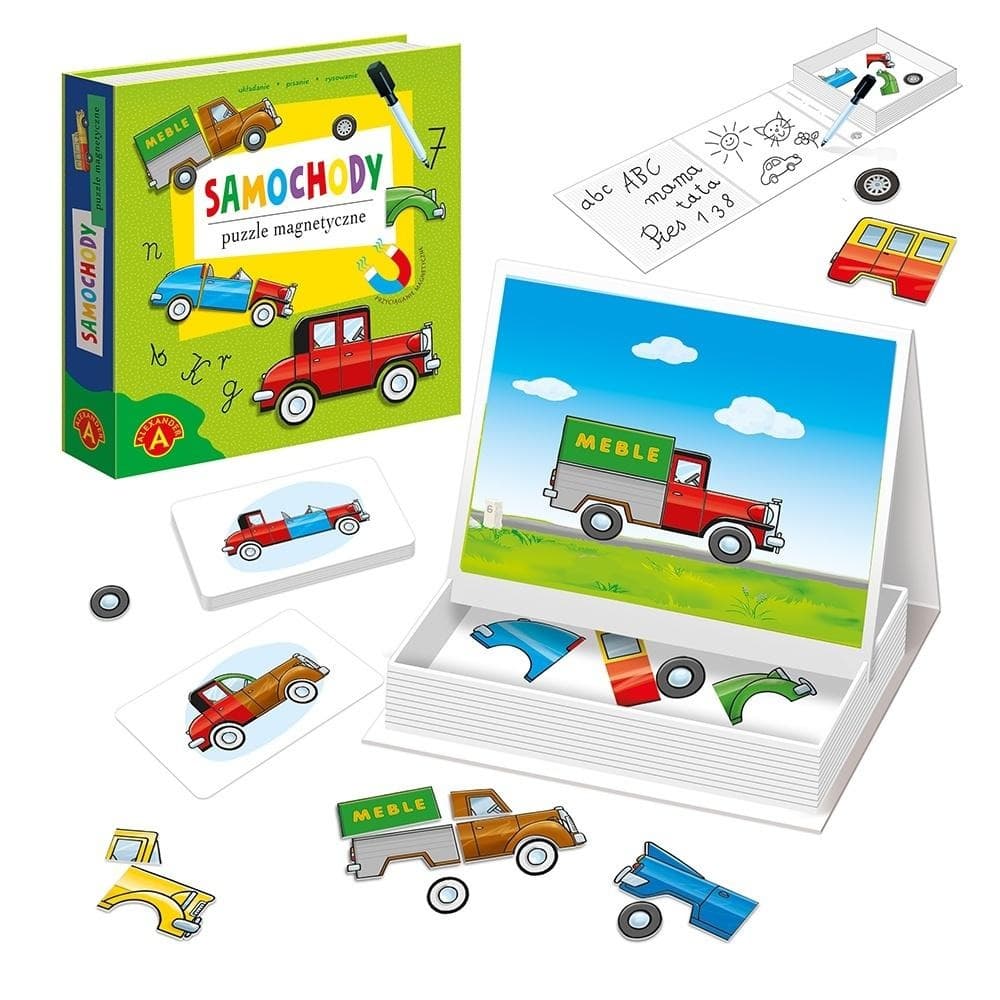 Puzzle magnetyczne z motywem samochodów 41 elementów