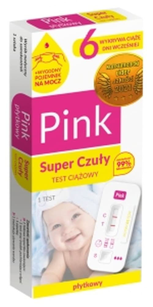Płytkowy test ciążowy Pink hCG 10 mlU/ml