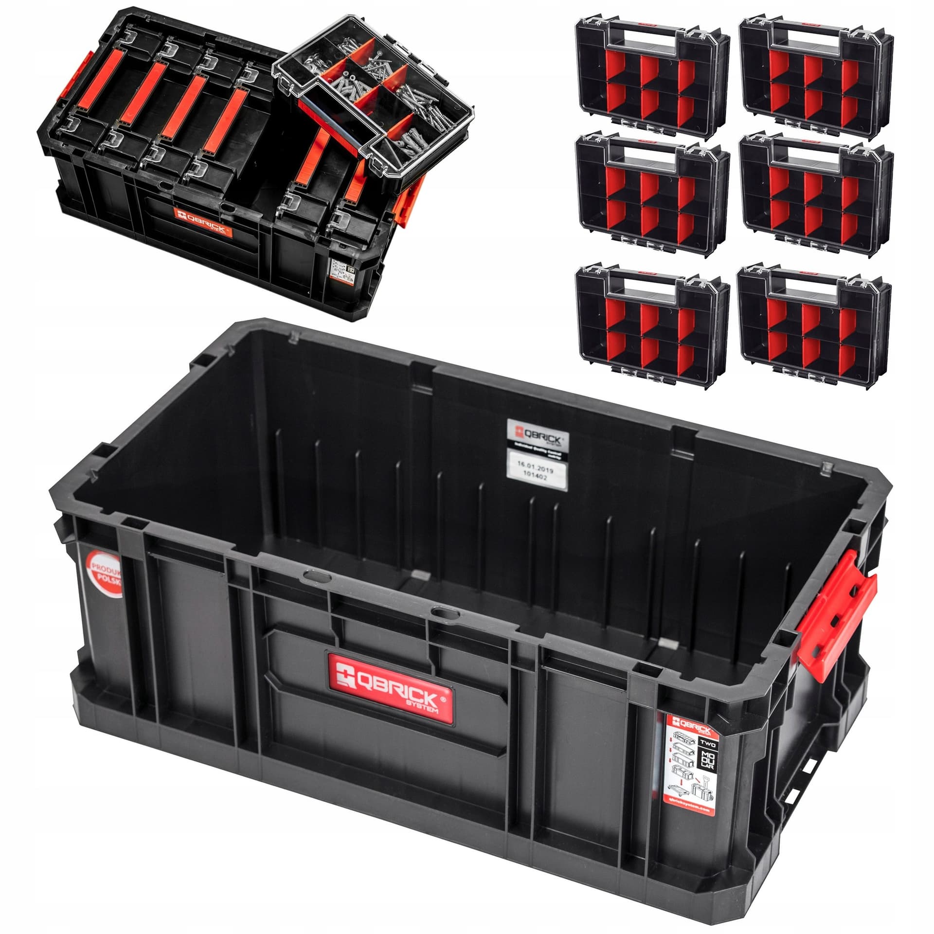 QBRICK SYSTEM TWO BOX 200 + 6x ORGANIZER - Skrzynka narzędziowa z organizerami