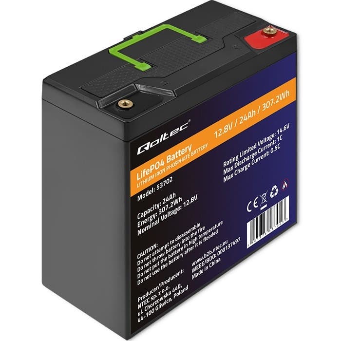 Qoltec Akumulator LiFePO4 12.8V 24Ah 307.2Wh z BMS
