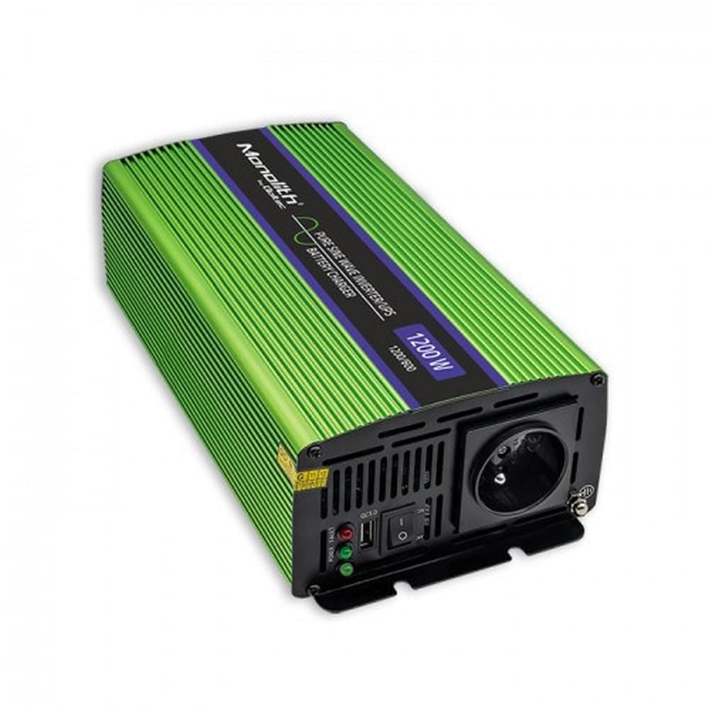 Qoltec Monolith adapter zasilający / inwerter automatyczny 1200 W zielony