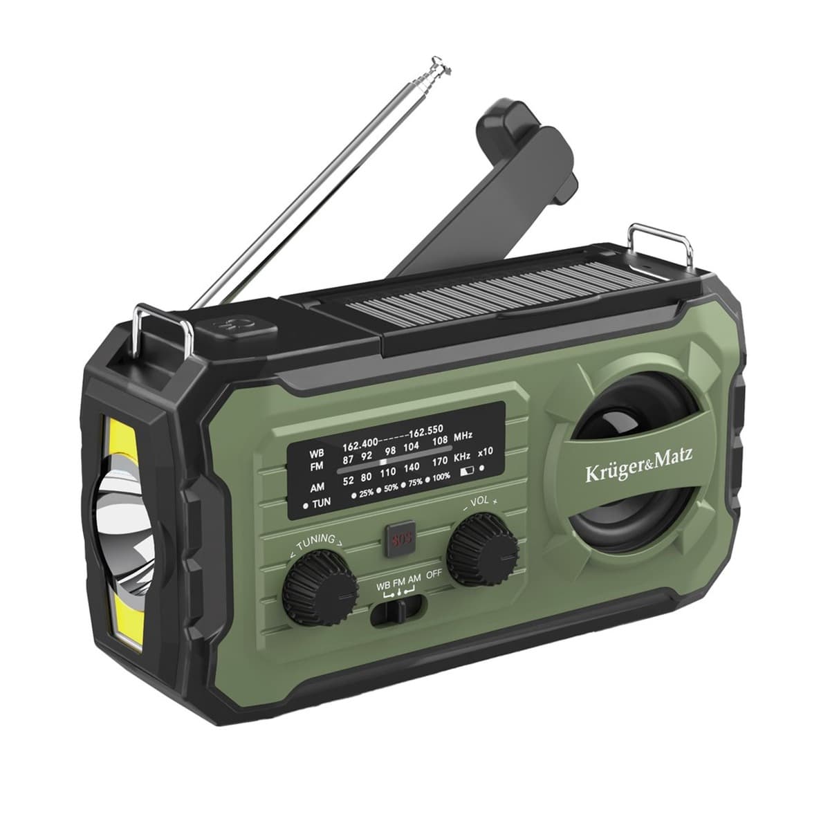 Radio solarne awaryjne SOS z powerbankiem 10000mAh i latarką dynamo Kruger&Matz