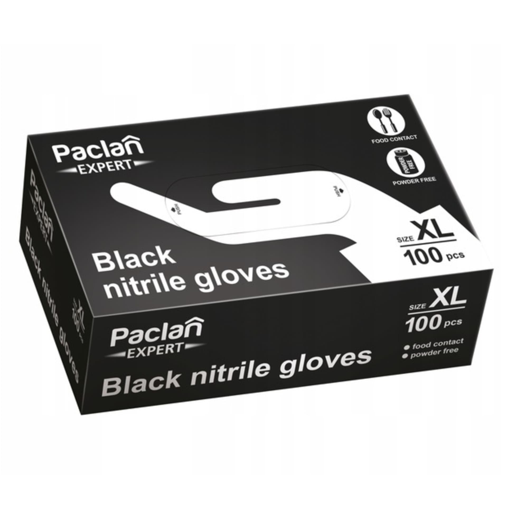 Paclan Expert Rękawiczki nitrylowe czarne XL 100 szt