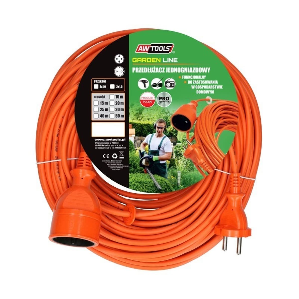 Rozgałęziacz elektryczny AWTOOLS AW70204 3-gniazdowy z uziemieniem