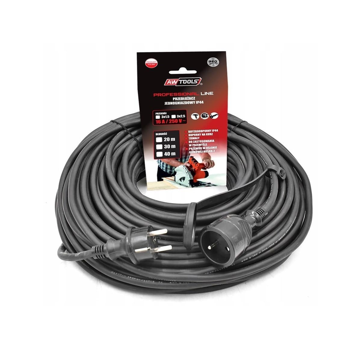 Rozgałęźnik elektryczny AWTOOLS 3 gniazda 2,5 kg
