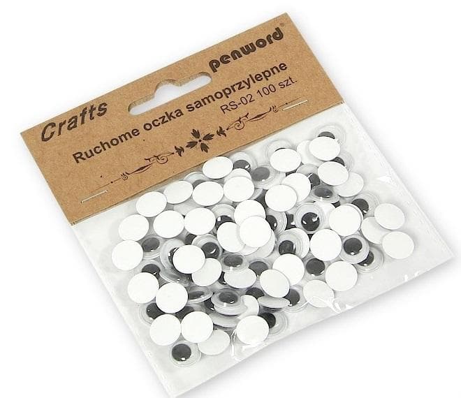 Ruchome oczka samoprzylepne 10 mm 100 sztuk