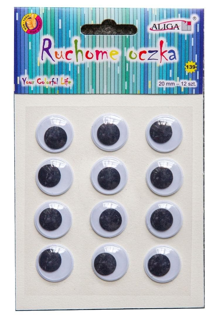 Ruchome oczka samoprzylepne okrągłe 12 mm
