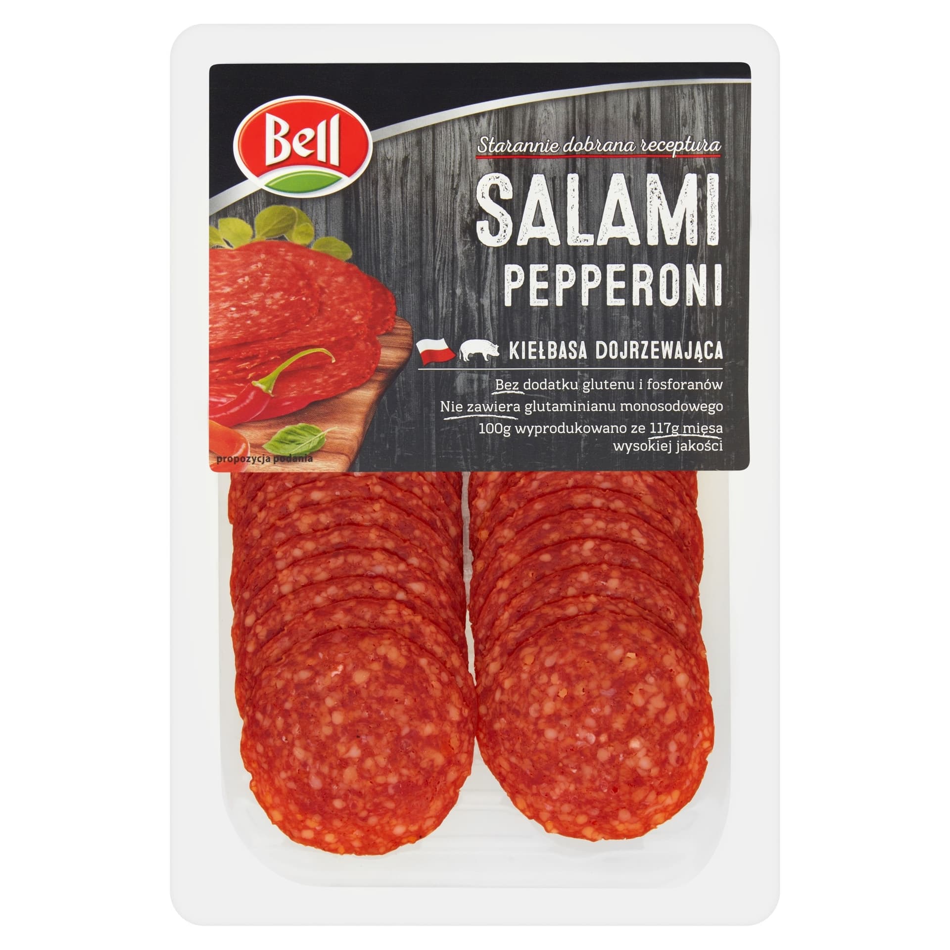 Salami dojrzewające pepperoni plastry 100 g Bell
