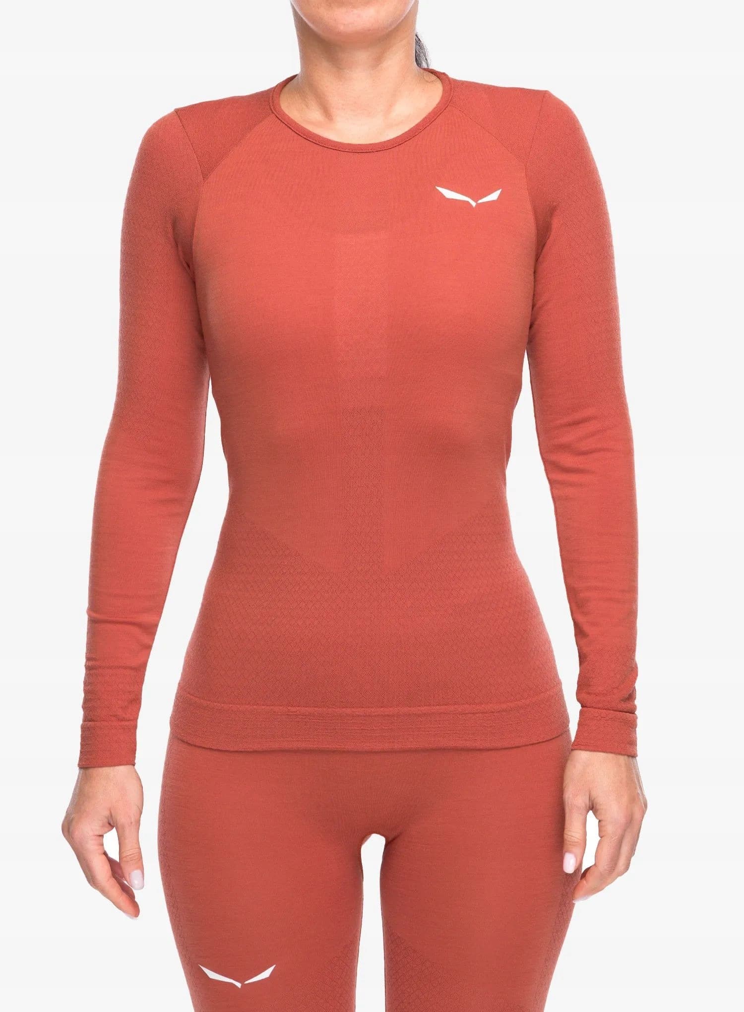 Salewa Zebru Medium Warm AMR L/S Tee damska bluza termoaktywna - etruscan red, rozmiar S