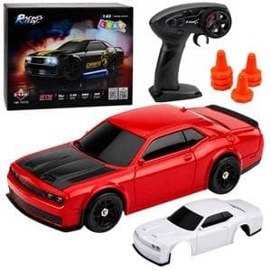 Samochód RC do driftu 1:43 z wymienną karoserią i pachołkami Leantoys