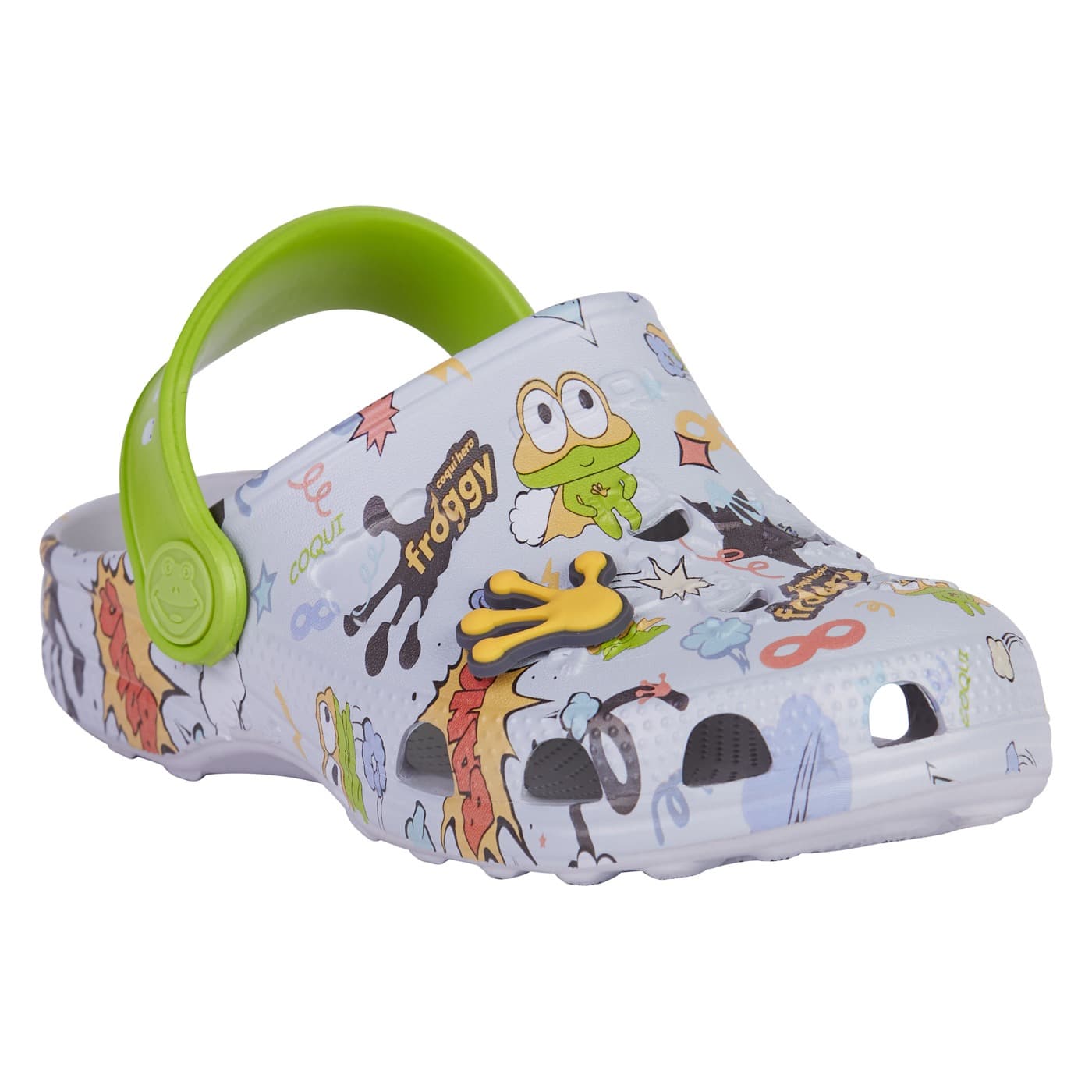 Dziecięce sandały Coqui Little Frog szaro-beżowo-zielone