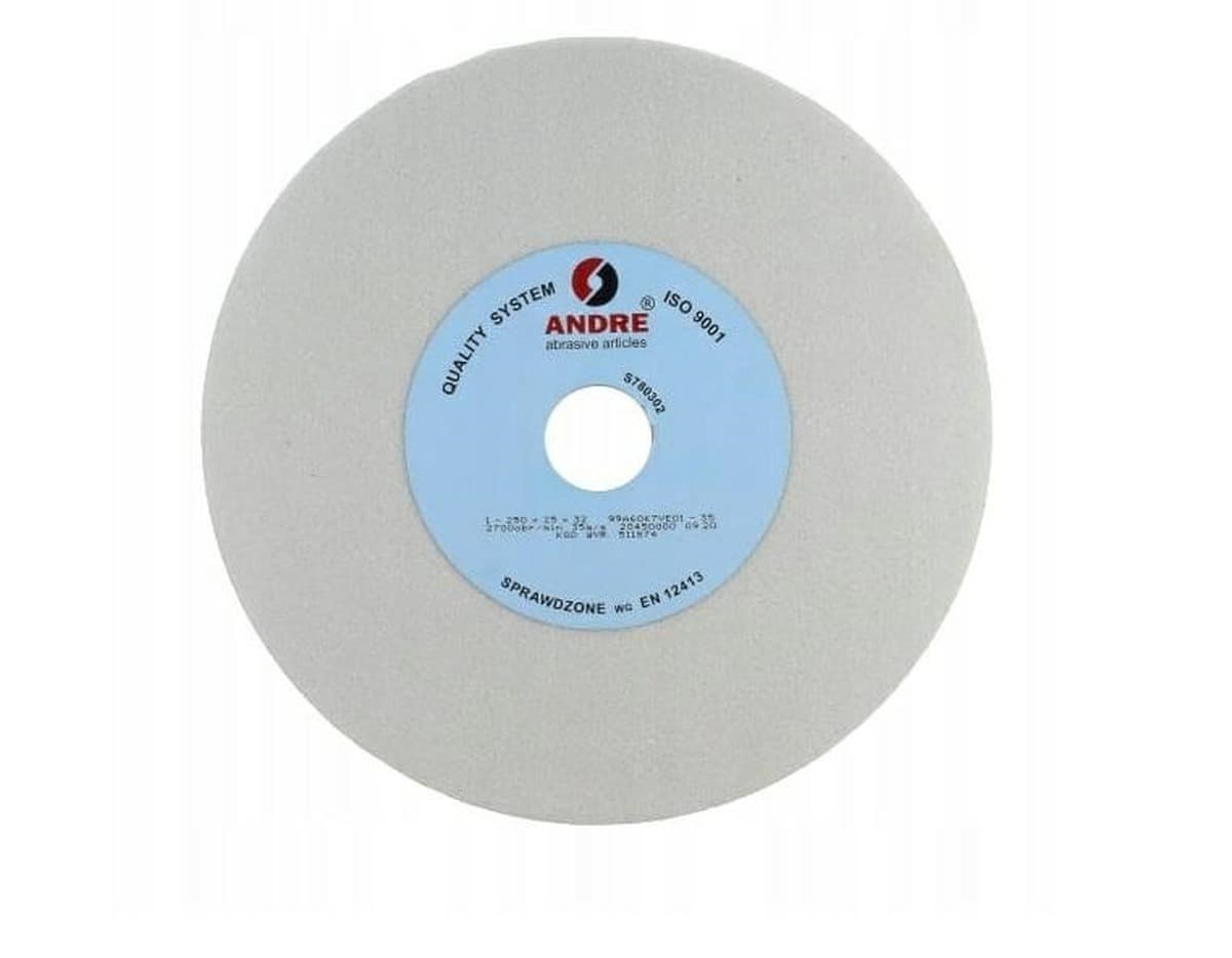 Ściernica płaska 250 x 25 x 32 mm ANDRE TYP 1 biała aluminium oxidowe