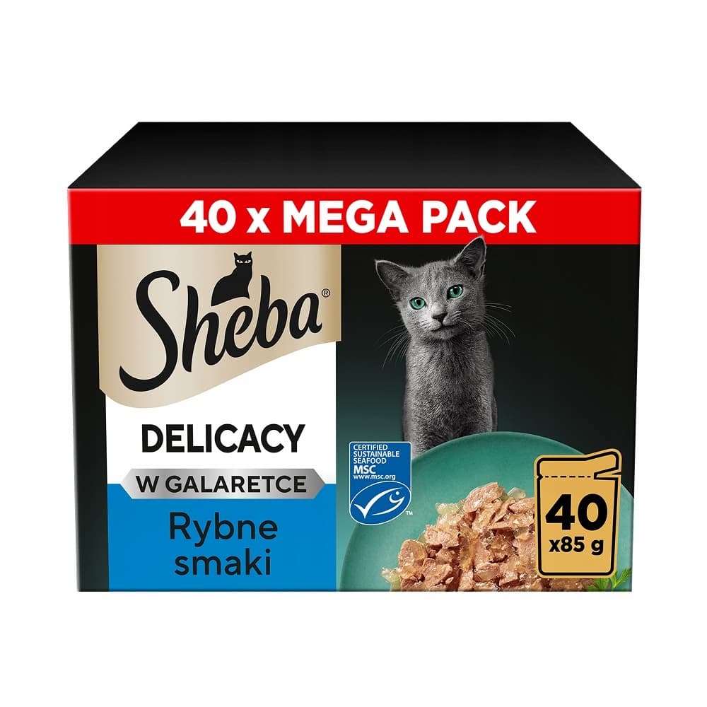 Sheba Delicacy Rybne Smaki w Galaretce Mokra Karma Dla Kota 40x85g