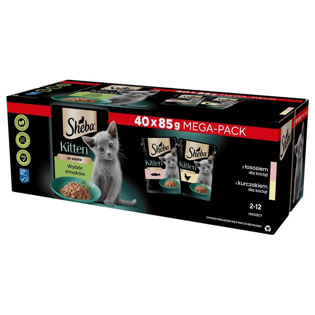 Sheba Nature's Collection Junior - Smaki drobiowe w galarecie, kurczak i łosoś, 40 x 85 g
