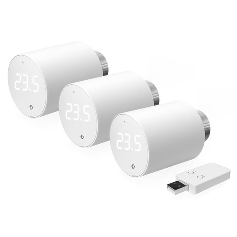 Shelly BLU TRV 3-pack: 3 głowice termostatyczne + 1 Gateway Gen3