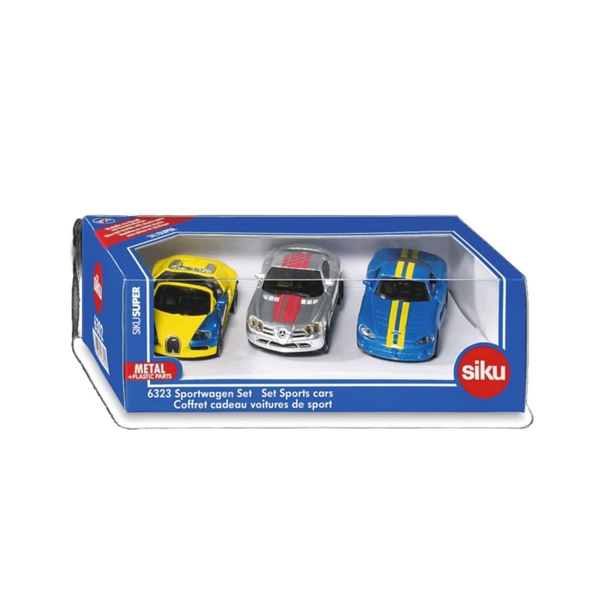 SIKU Zestaw prezentowy Auta sportowe Bugatti Veyron, McLaren SLR, Dodge Viper