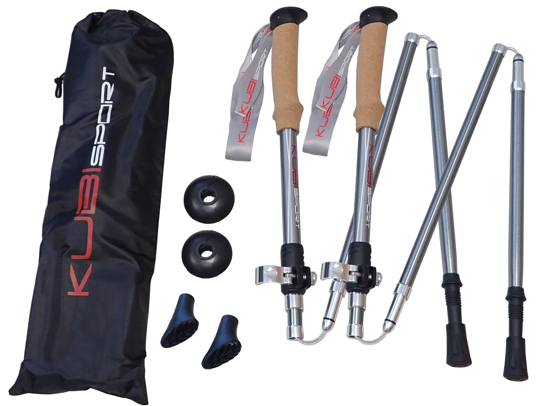 Składane 5-częściowe kijki trekkingowe KUBIsport, 1 para