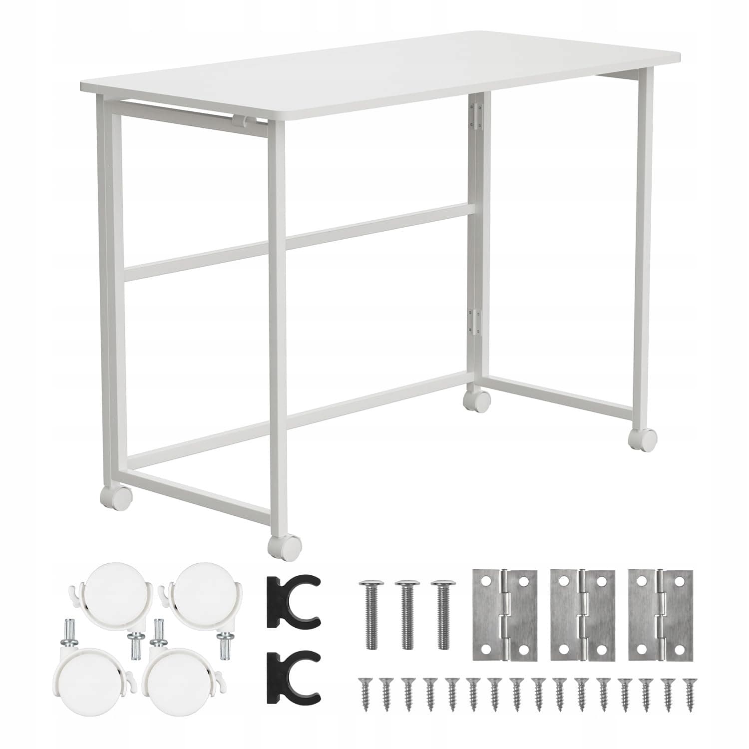 Składane biurko stolik Maclean MC-1250 W białe, mobilne 100 x 50 cm, max.