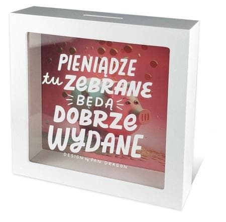 Skarbonka z nadrukiem Wydane Home do oszczędzania