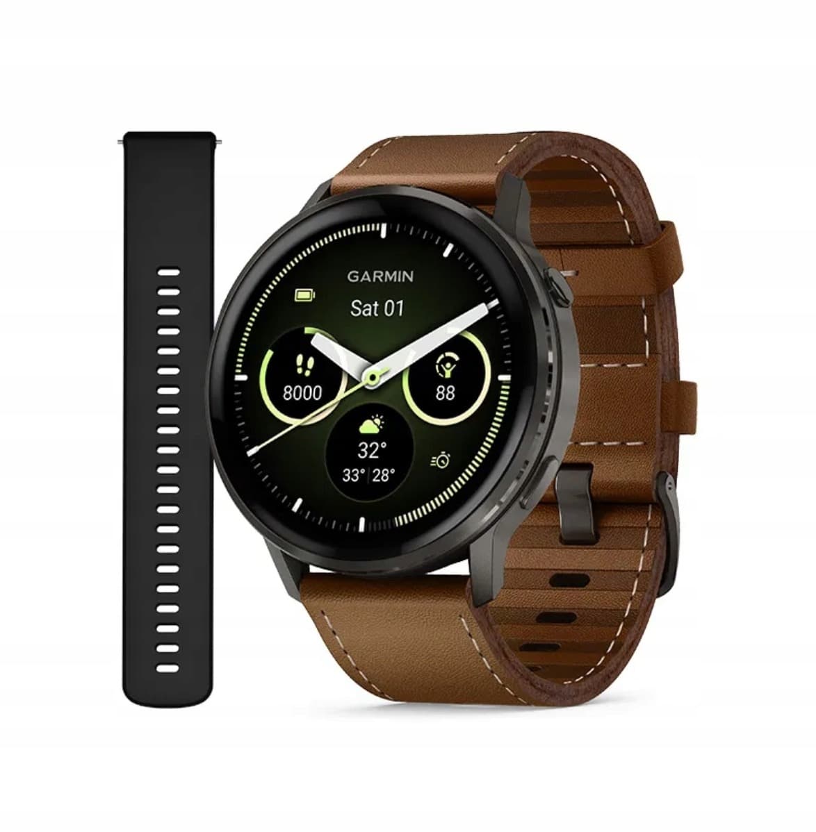 Smartwatch Garmin Venu 4 45 mm - slate leather band
