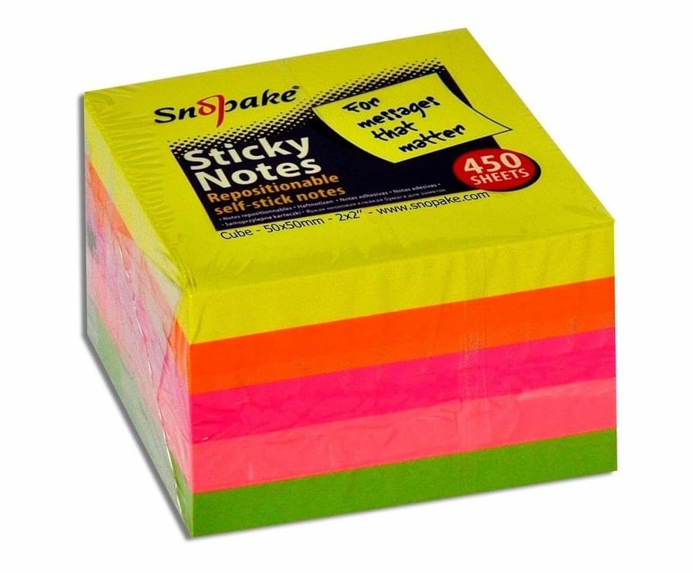 Snopake Karteczki Neonowe 50x50mm - 400 sztuk - do zaznaczania i opisów
