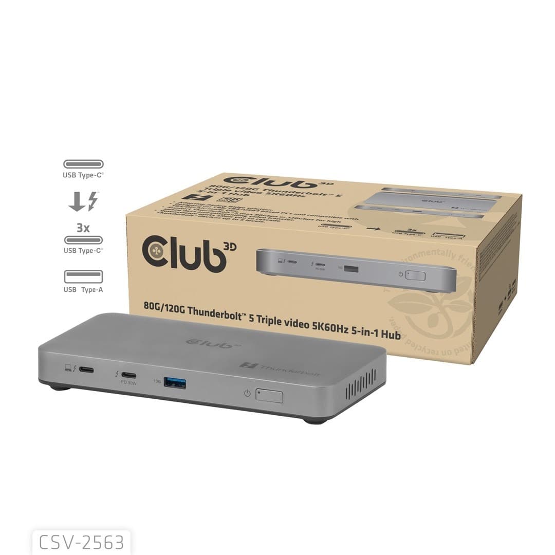 Stacja dokująca CLUB3D CSV-2563 Thunderbolt 5, Srebrna