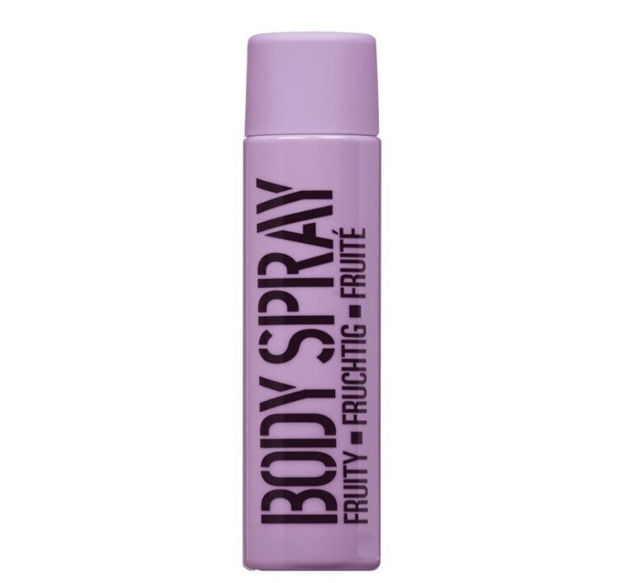 STACKABLE translucent purple PET bottle body spray, 100ml - white - fruity fragrance