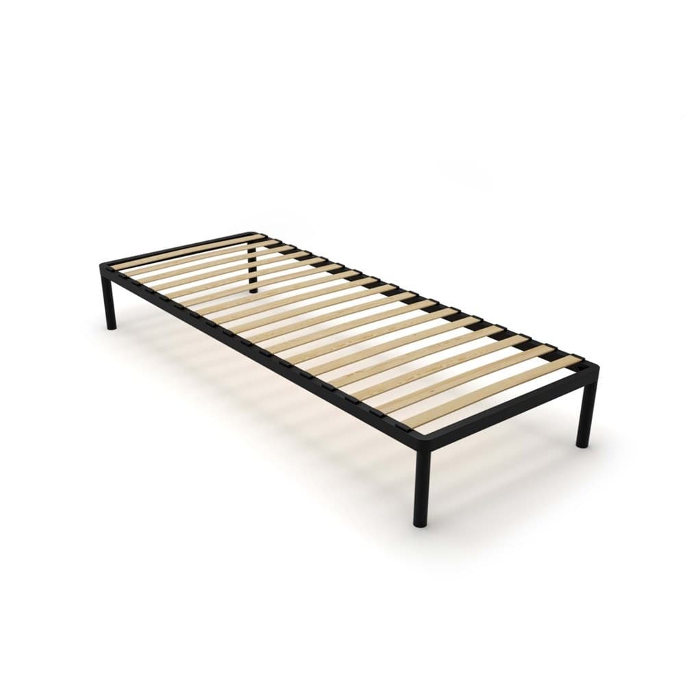 Stelaż łóżka BED ALU nowoczesny czarny / metalowe drewniane listwy 80x200 cm