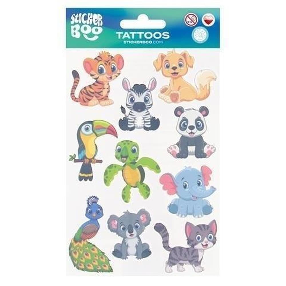 Sticker Boo Tatuaże Zwierzęta dla Dzieci Mix 10 sztuk