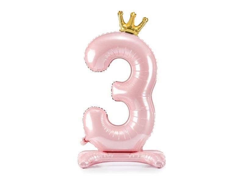 Balon foliowy Cyfra 3 różowy 84 cm Partydeco