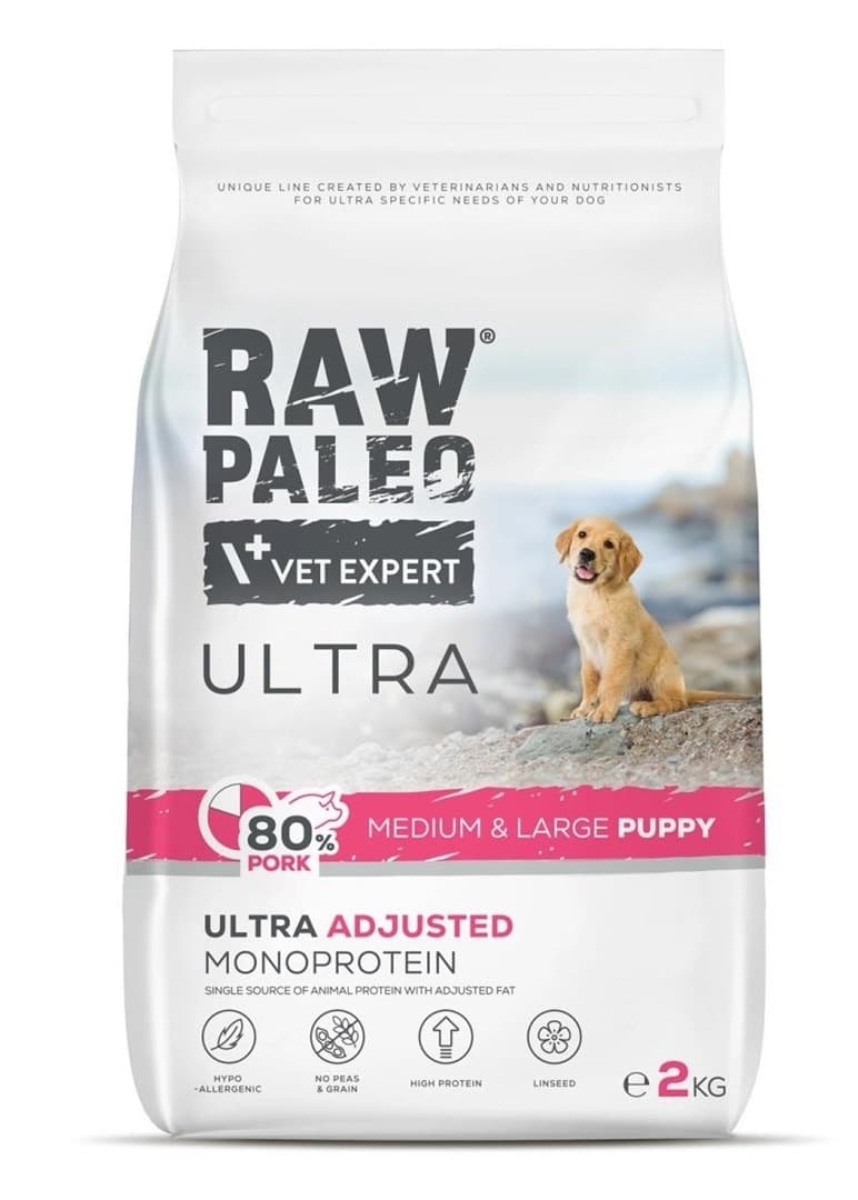 Raw Paleo Ultra Pork Karma dla Psa Szczeniąt ras średnich i dużych - 2 kg