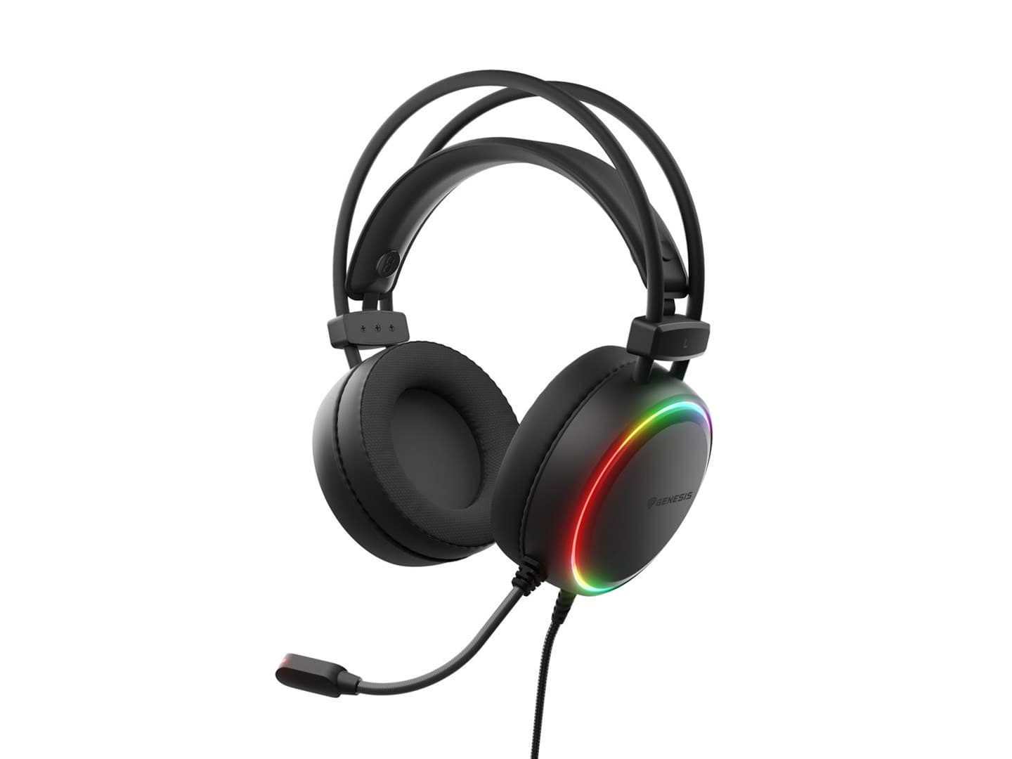 Słuchawki nauszne Genesis Neon 614 RGB USB z mikrofonem czarne