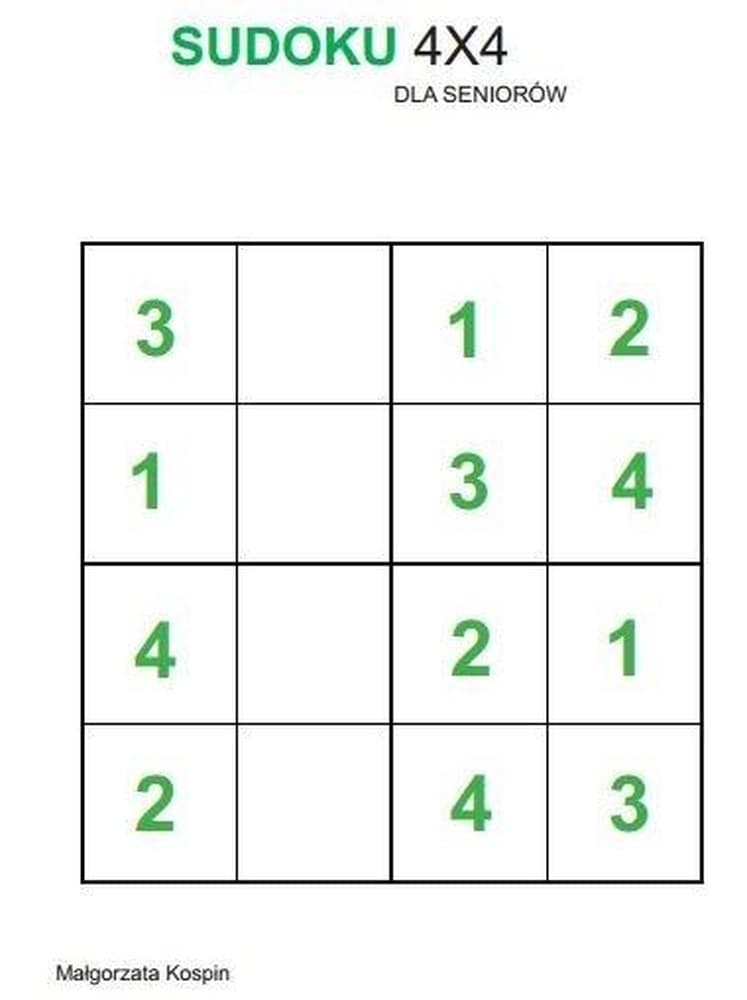 Sudoku dla seniorów 60 dużych układanek
