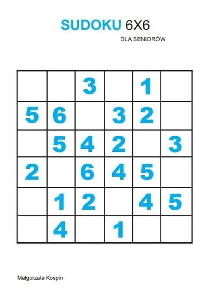 Sudoku dla seniorów 6x6 60 dużych układanek