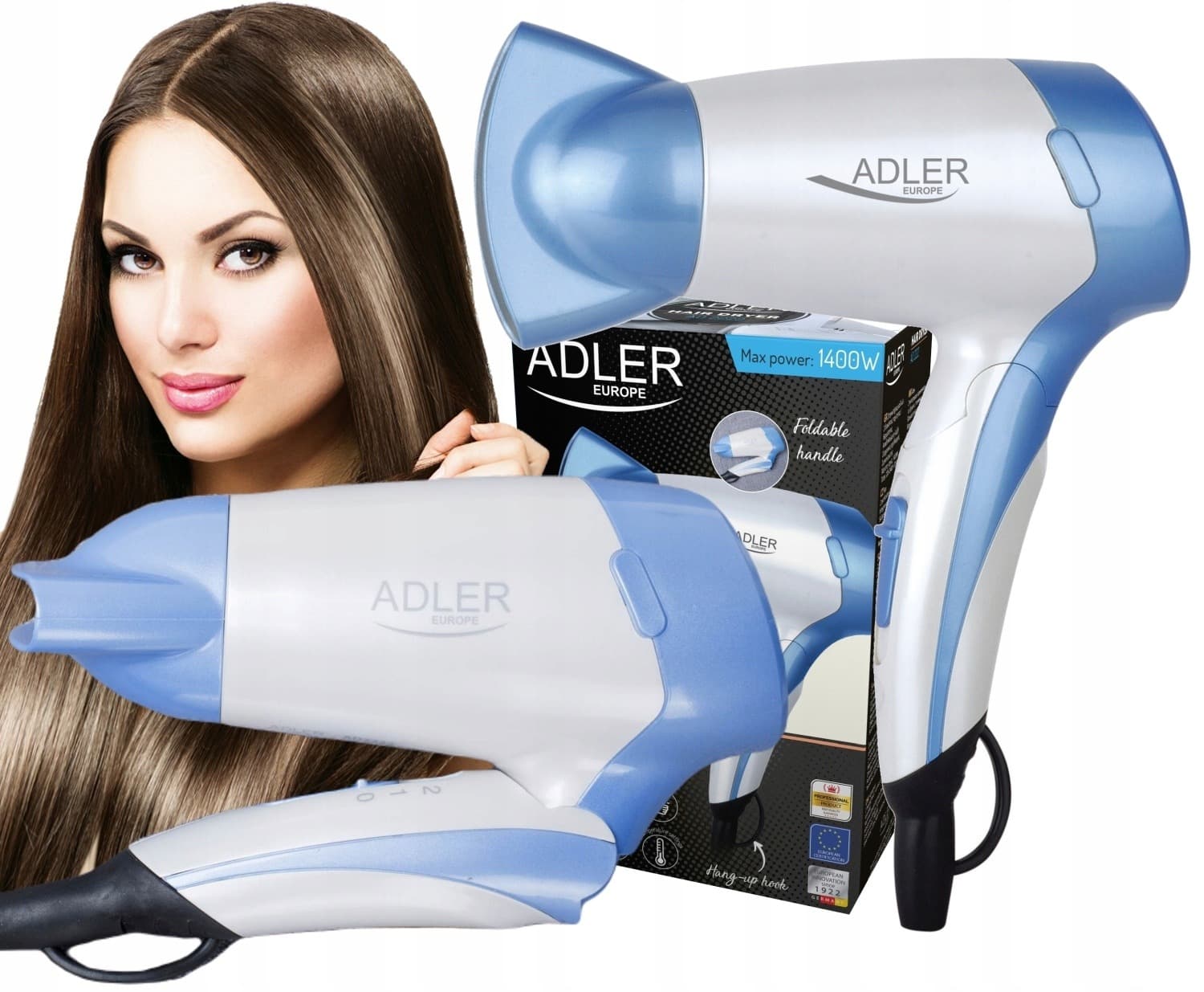 Adler Suszarka do Włosów AD 2222 1200W Biała