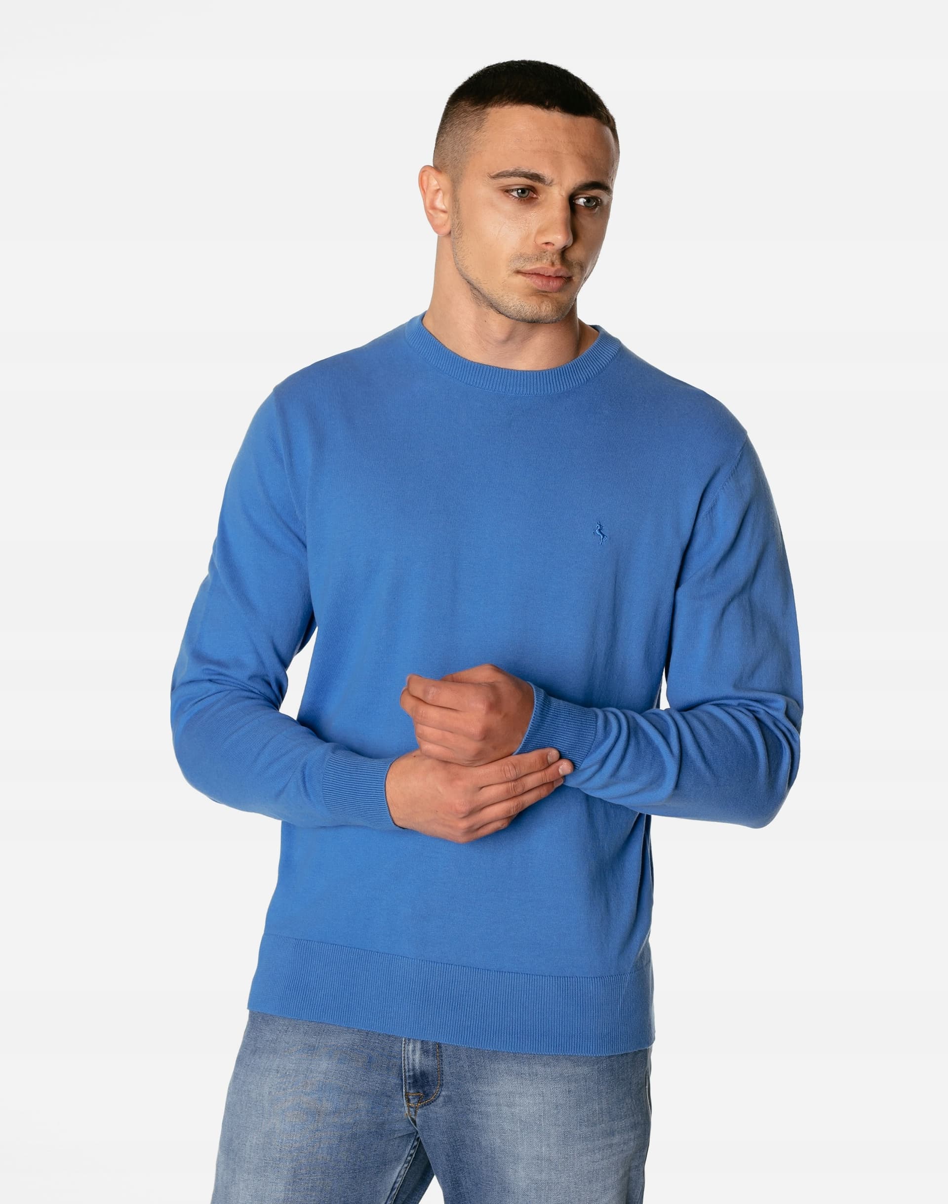 Sweter męski gładki lekki niebieski