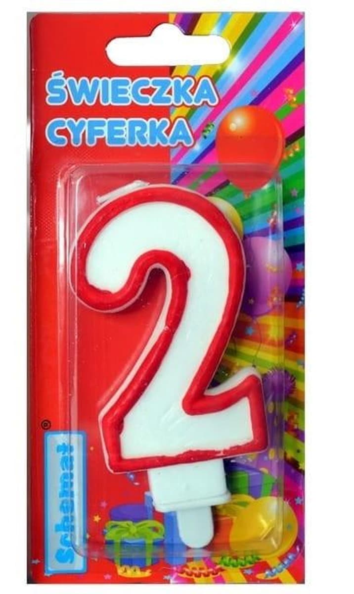 Świeczka urodzinowa cyfra 2 z podstawką